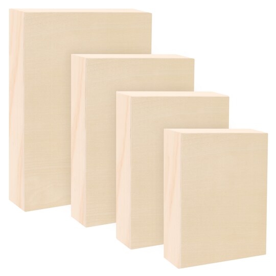Jerry's Artarama; Da Vinci Pro Birch Wood Panel 1-5/8" Deep – Bundle of 4 Small Rectangular Panels - Fine Textured, Warp Resistant, Lightweight & Rigid –For Mounting Sanded Pastel or Watercolor Paper, Linen or Canvas; Category:Wood & Hardboard Panels; Image:1